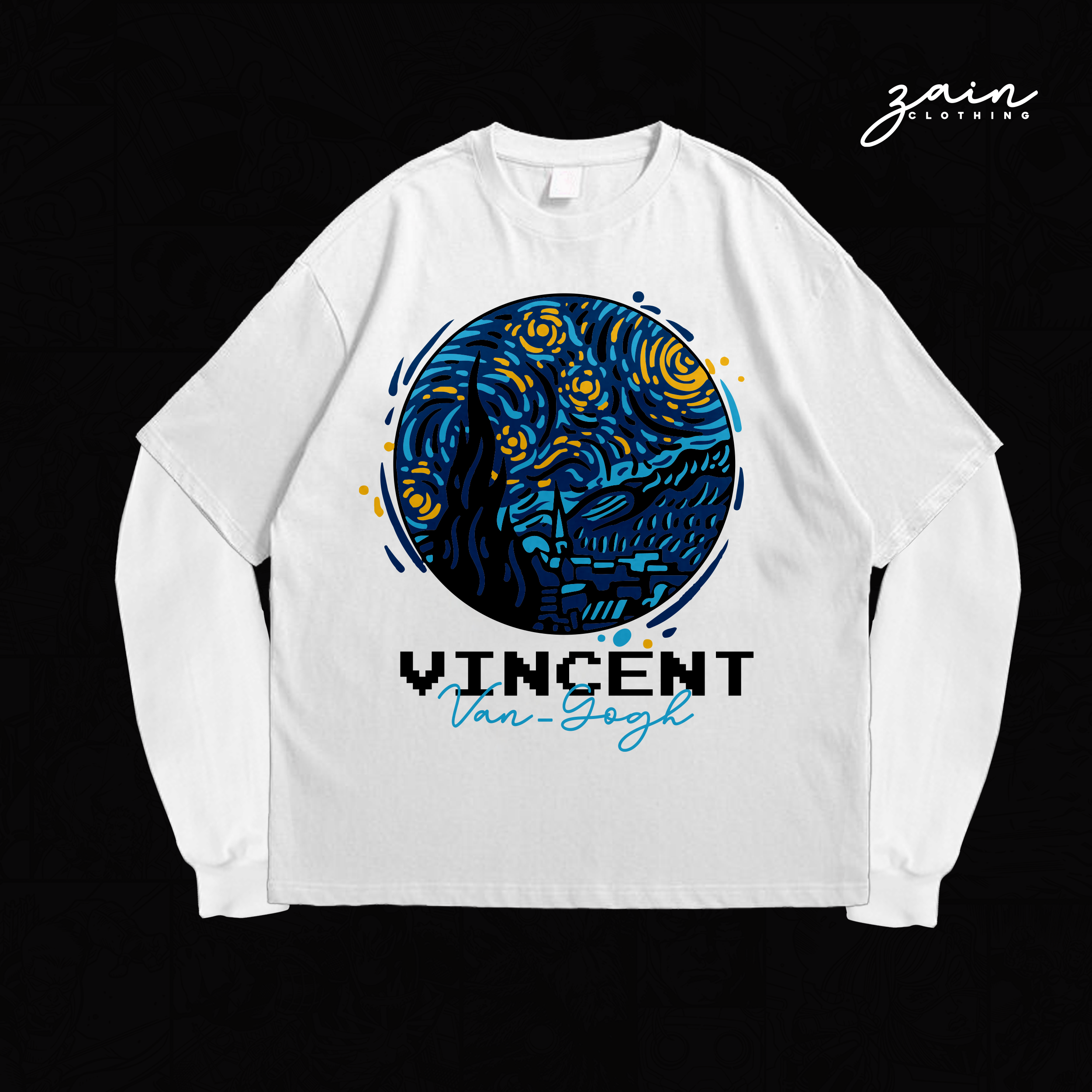 VINCENT DROP SHOULDER FULL SLEEVE TEE [WHITE]